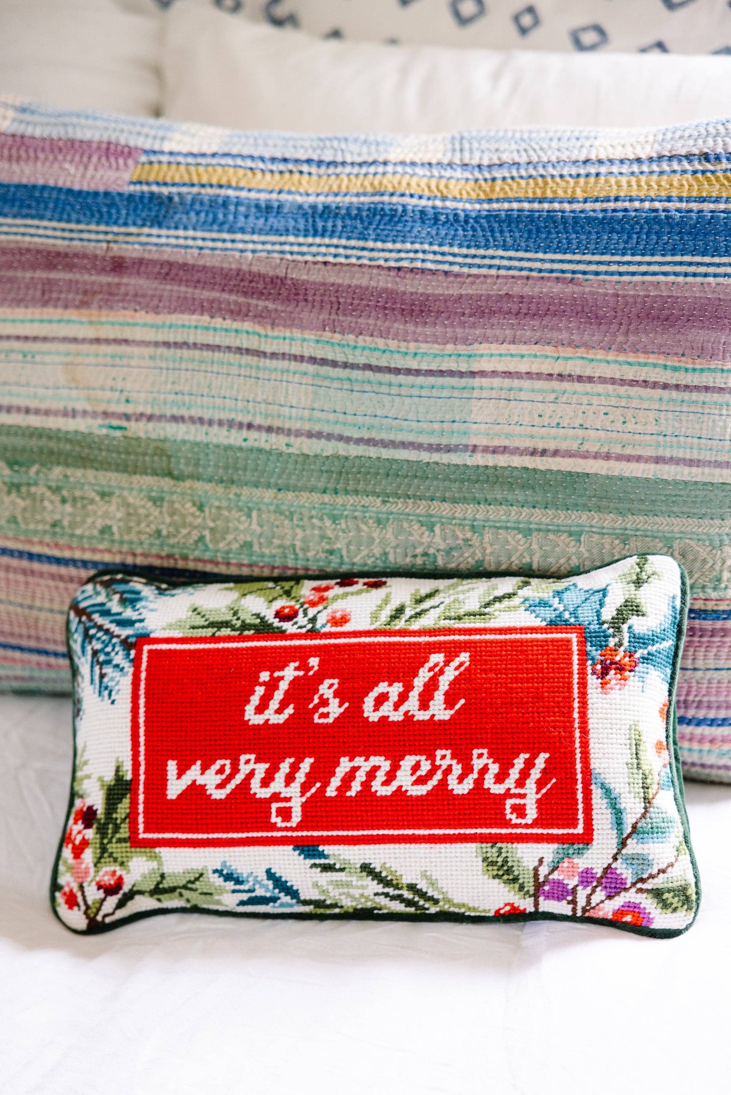 Very Merry Needlepoint Pillow